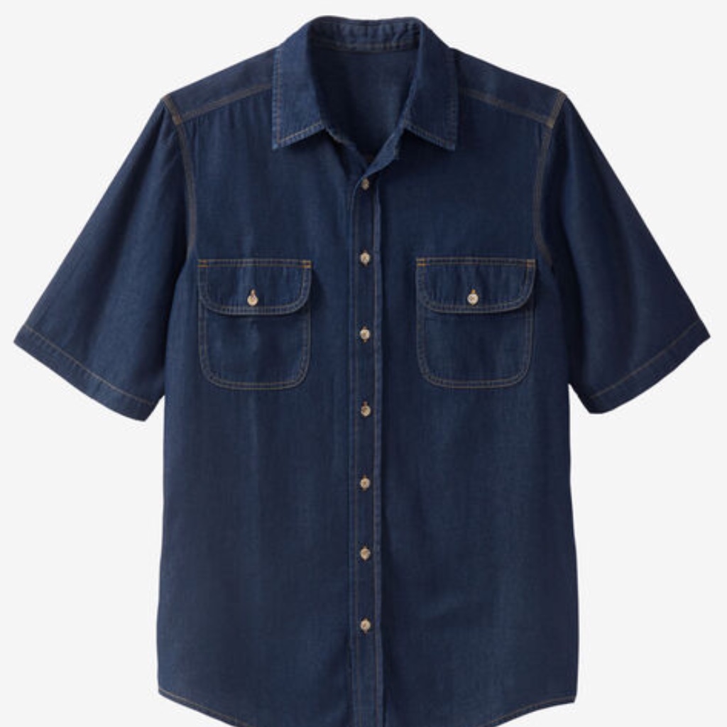 Nwt BigTall 5x Kingsize Brand Short Sleeve Denim Shirt In Indigo Blue